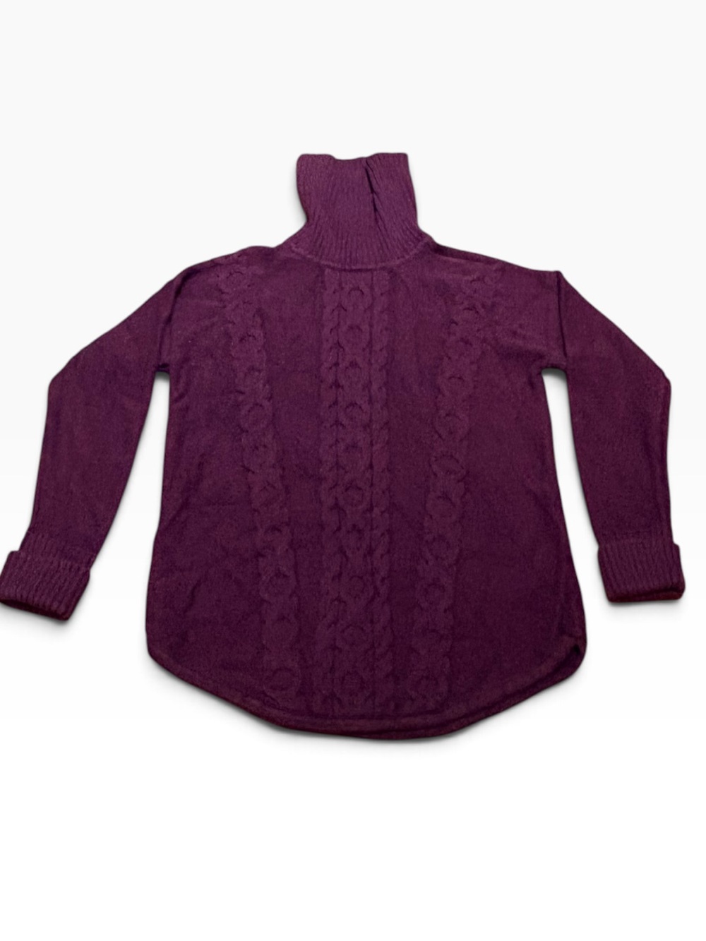 L.L. Bean Women's Cable Turtleneck Sweater in Plum